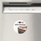 I *HEART* MY DRUMMER Snare Drum Drumstick Drumstic Magneet (Insitu (Vaatwasser))
