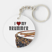 I *HEART* MY DRUMMER Snare Drum Sticks Drumming K Sleutelhanger (Achterkant)