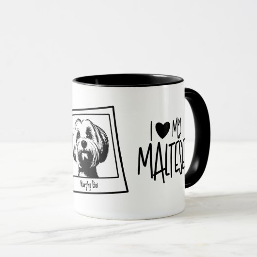 I Heart My Maltese Bold Pop Art Or Your Photo Mok (Voorkant rechts)