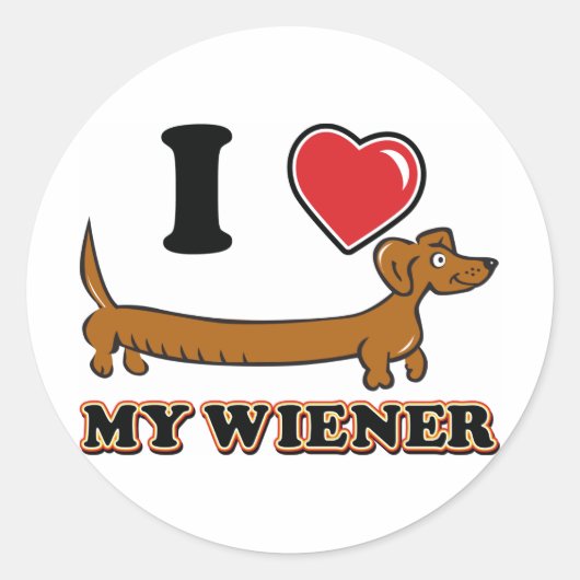 I-HEART-MY-WEINER RONDE STICKER (Voorkant)