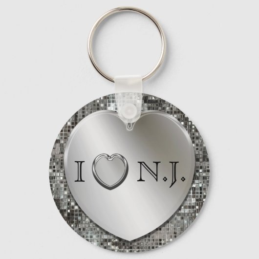 I Heart N.J. Silver Heart Keychain (Voorkant)