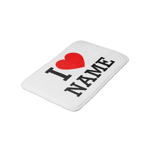 I Heart Name Bath Mat (Gekanteld)