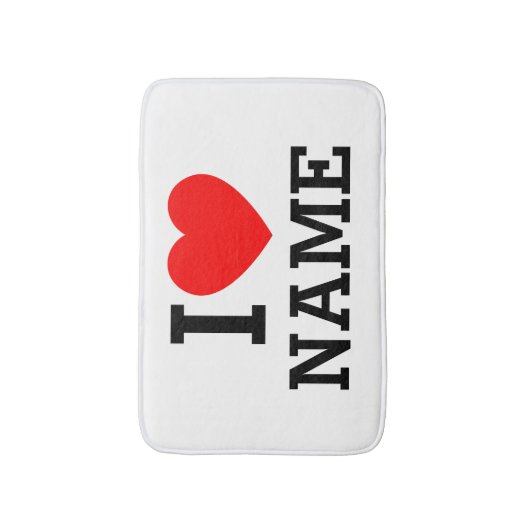 I Heart Name Bath Mat (Voorkant Verticaal)