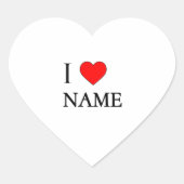 I heart name (customisable) hart sticker (Voorkant)