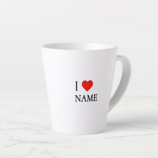 I heart name (customisable) latte mok (Rechterhoek)