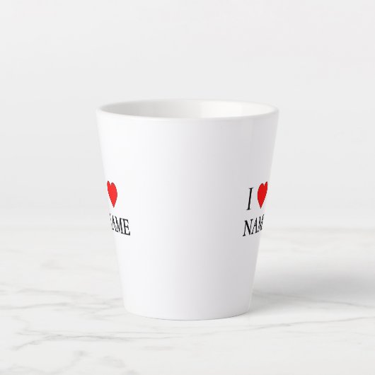 I heart name (customisable) latte mok (Voorkant)