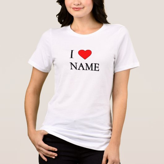 I heart name (customisable) Tri-Blend shirt (Voorkant)