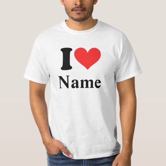 I Heart Name (personaliseer het) T-shirt (Voorkant)