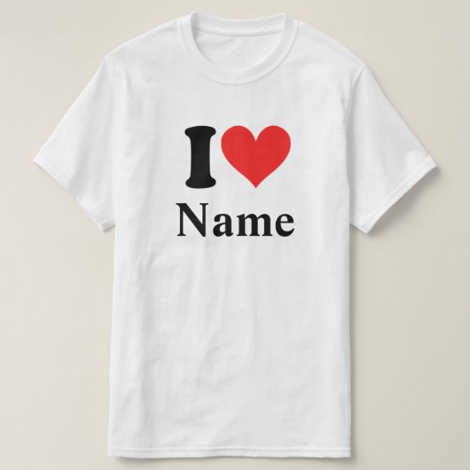I Heart Name (personaliseer het) T-shirt (Design voorkant)