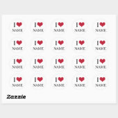 I Heart Name Ronde Sticker (Vel)