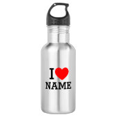 I Heart Name Stainless Steel Water Bottle Waterfles (Voorkant)