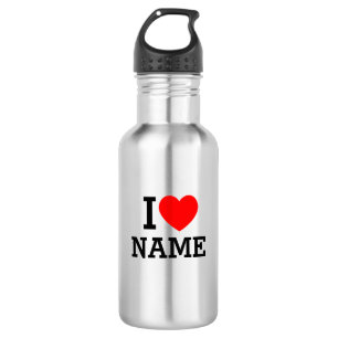 I Heart Name Stainless Steel Water Bottle Waterfles