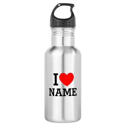 I Heart Name Stainless Steel Water Bottle Waterfles (Voorkant)