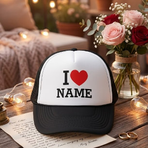 I Heart Name Trucker Hat Pet