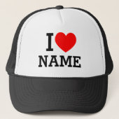 I Heart Name Trucker Hoed Pet (Voorkant)