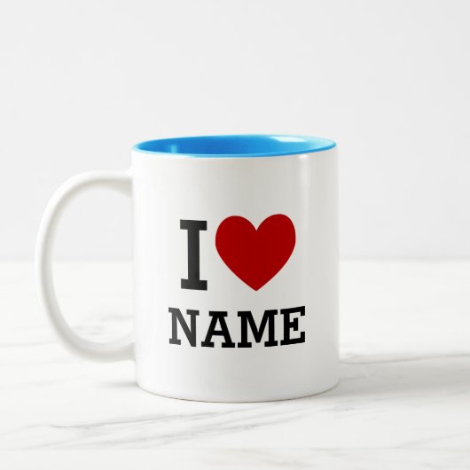 I Heart Name Two-Tone Coffee Mug Tweekleurige Koffiemok (Links)