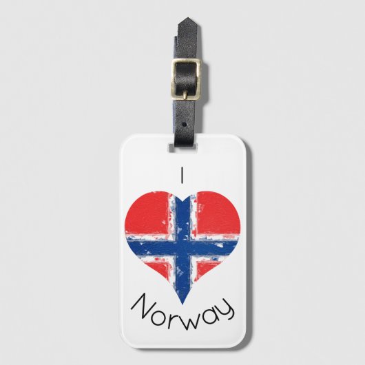 I Heart Noorwegen Noorse erfgoedvlag Bagagelabel (Voorkant (verticaal))