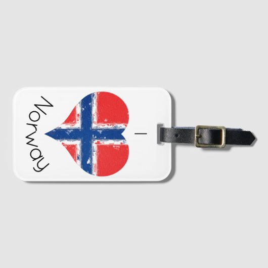 I Heart Noorwegen Noorse erfgoedvlag Bagagelabel (Voorkant (horizontaal))