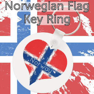I Heart Noorwegen Noorse vlag Sleutelhanger