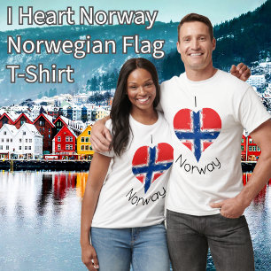 I Heart Noorwegen Noorse vlag T-shirt