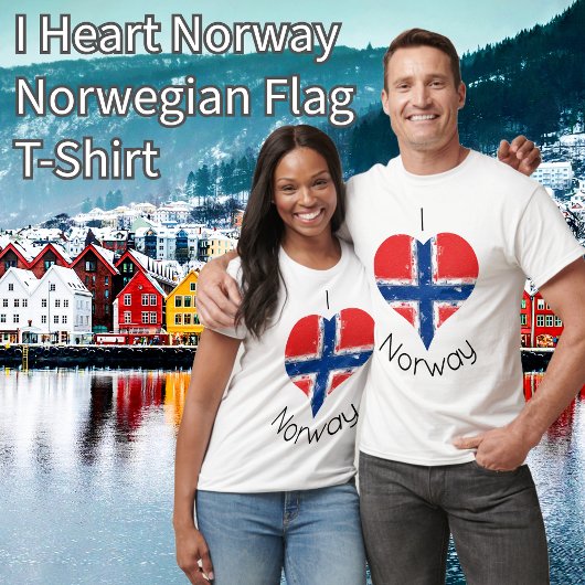 I Heart Noorwegen Noorse vlag T-shirt