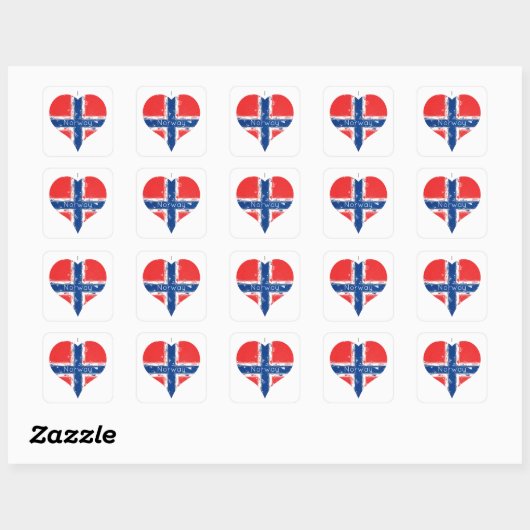 I Heart Noorwegen Noorse vlag Vierkante Sticker (Vel)