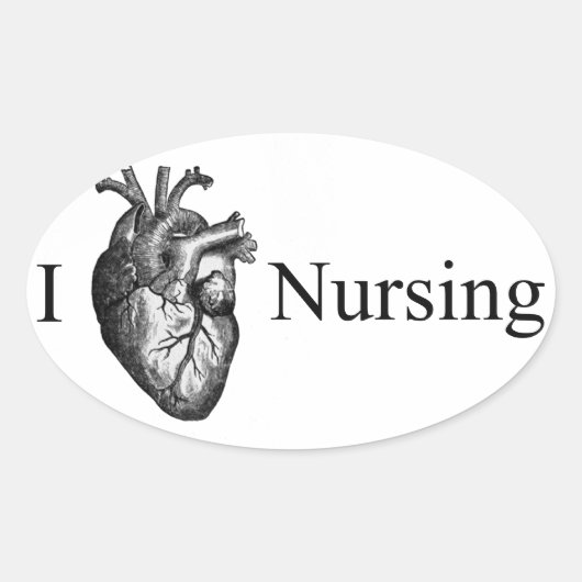 I Heart Nursing Ovale Sticker (Voorkant)