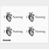 I Heart Nursing Ovale Sticker (Vel)