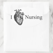 I Heart Nursing Ovale Sticker (Tas)