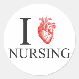 I Heart Nursing Ronde Sticker
