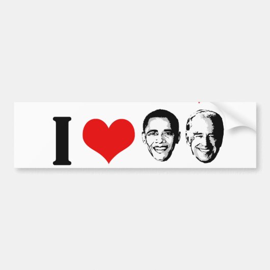 I HEART OBAMA BIDEN BUMPERSTICKER (Voorkant)