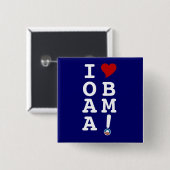 I HEART OBAMA-toets Vierkante Button 5,1 Cm (Voorkant /achterkant)