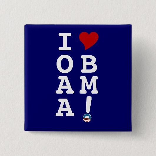 I HEART OBAMA-toets Vierkante Button 5,1 Cm (Voorkant)