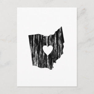 I Heart Ohio Grunge Worn Outline State Love Briefkaart