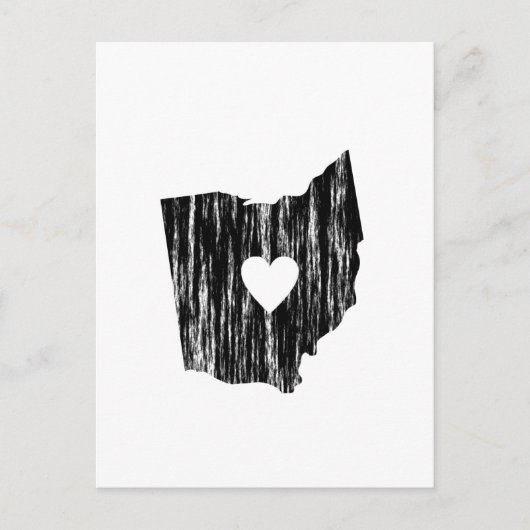 I Heart Ohio Grunge Worn Outline State Love Briefkaart (Voorkant)