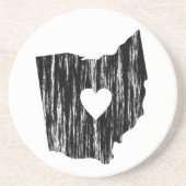 I Heart Ohio Grunge Worn Outline State Love Zandsteen Onderzetter (Voorkant)