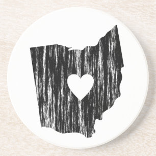 I Heart Ohio Grunge Worn Outline State Love Zandsteen Onderzetter