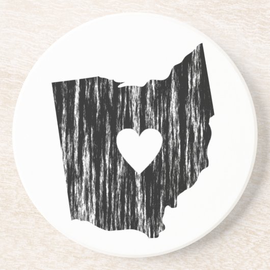 I Heart Ohio Grunge Worn Outline State Love Zandsteen Onderzetter (Voorkant)