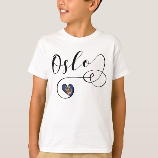 I Heart Oslo, Noorwegen, Oslo Flag T-shirt (Voorkant)