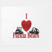 I Heart Panda Beren Fleece Deken (Voorkant (Horizontaal))