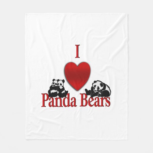 I Heart Panda Beren Fleece Deken (Voorkant)