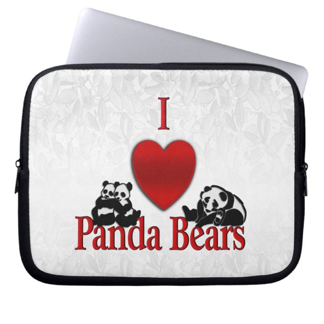 I Heart Panda Beren Fun Laptop Sleeve (Voorkant)