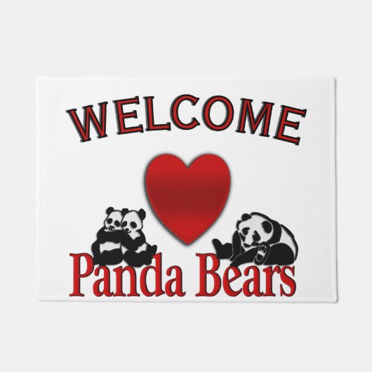 I Heart Panda Beren Fun Welcome Mat (Voorkant)