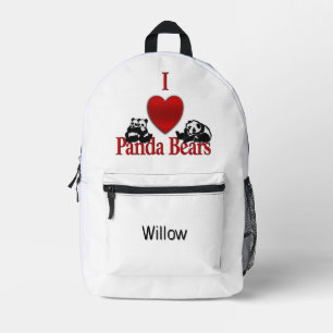 I Heart Panda Beren Plezier met Naam Bedrukte Rugzak