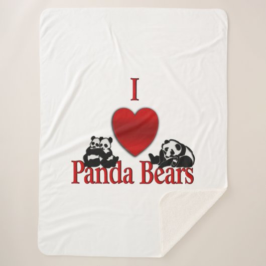 I Heart Panda Beren Sherpa Deken (Voorkant)