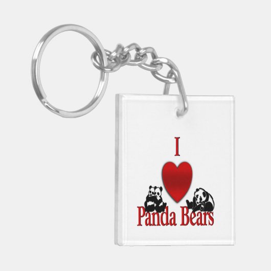 I Heart Panda Beren Sleutelhanger (Voorkant Links)