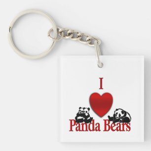 I Heart Panda Beren Sleutelhanger