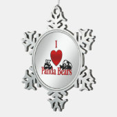 I Heart Panda Beren Tin Sneeuwvlok Ornament (Rechts)
