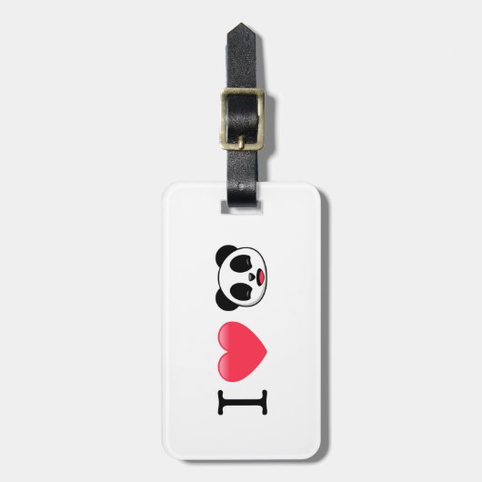 I Heart Panda op Wit Bagagelabel (Voorkant verticaal)