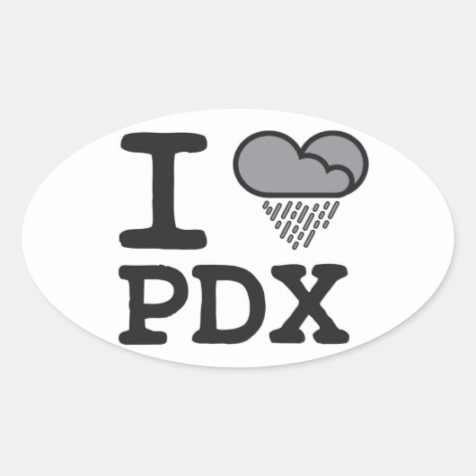 I Heart PDX - hartvormige regenwolk Ovale Sticker (Voorkant)